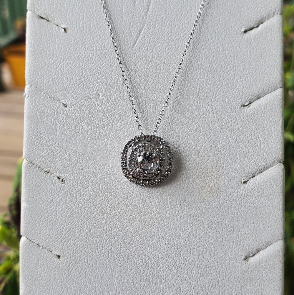 Sterling Silver and White Lab Created Sapphire necklace